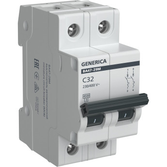 Автоматический выключатель IEK ВА47-29М 2P 32А 4,5кА C GENERICA