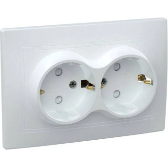 Розетка IEK ERK21-K01-16-DM 2-м СП Кварта РСш12-3-КБ 16А IP20 с заземл. защит. шторки бел.