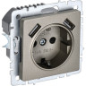 Розетка IEK BRITE РЮш10-2-БрШ 16А с USB A+A 3.1А BR-R14-16-U21-D31-K37